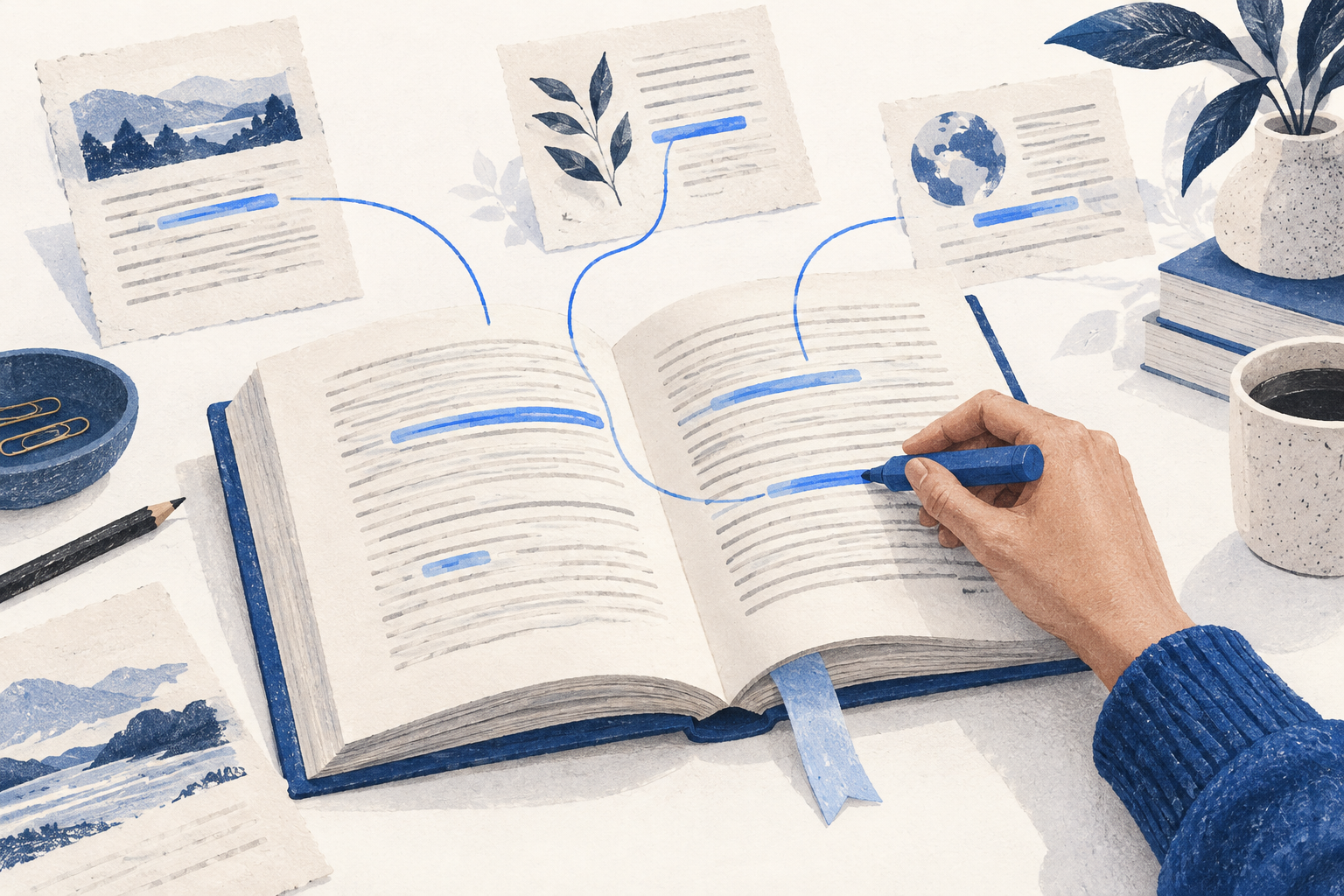 A visual guide to connecting textual evidence.